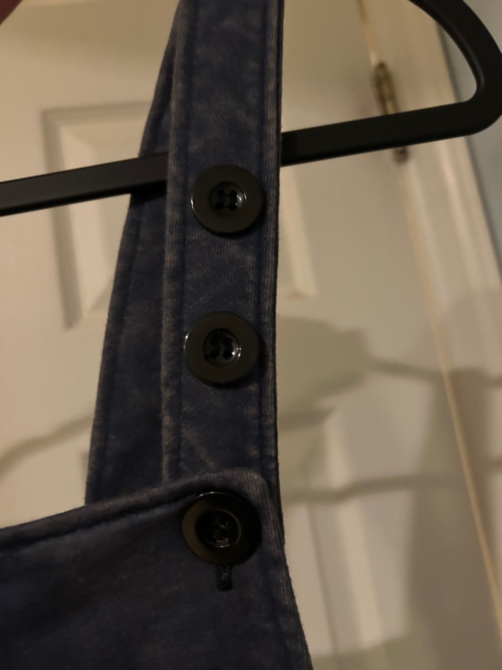 Patchwork Wide-Leg Denim Overalls - Dark Blue/Charcoal - Picture 7 of 8